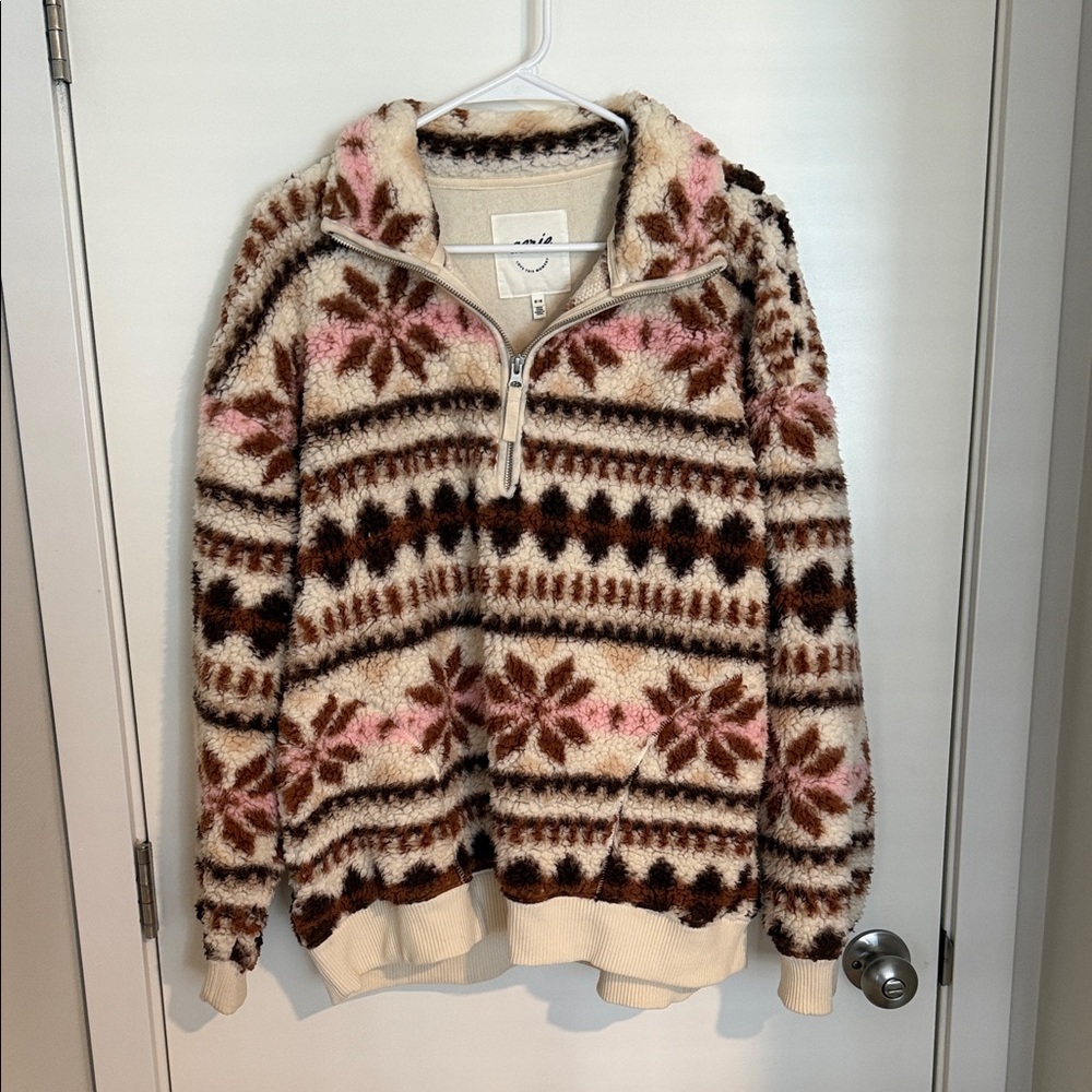 Aerie Cream and Brown Nordic Pattern Sweater